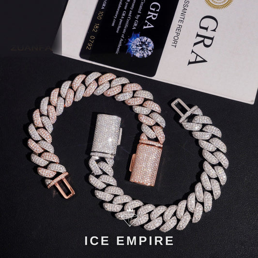 Iced Out 925 Silver Moissanite Cuban Chain