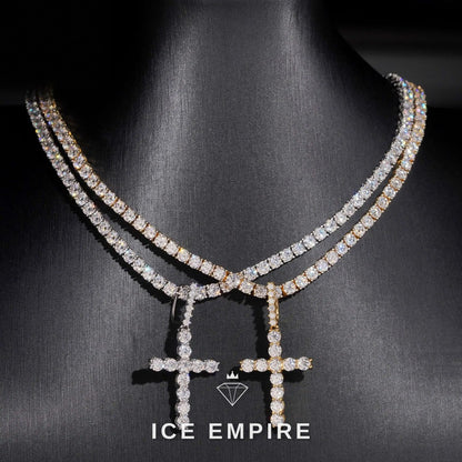 Iced Out Cross Rose Gold Plated Moissanite Pendant