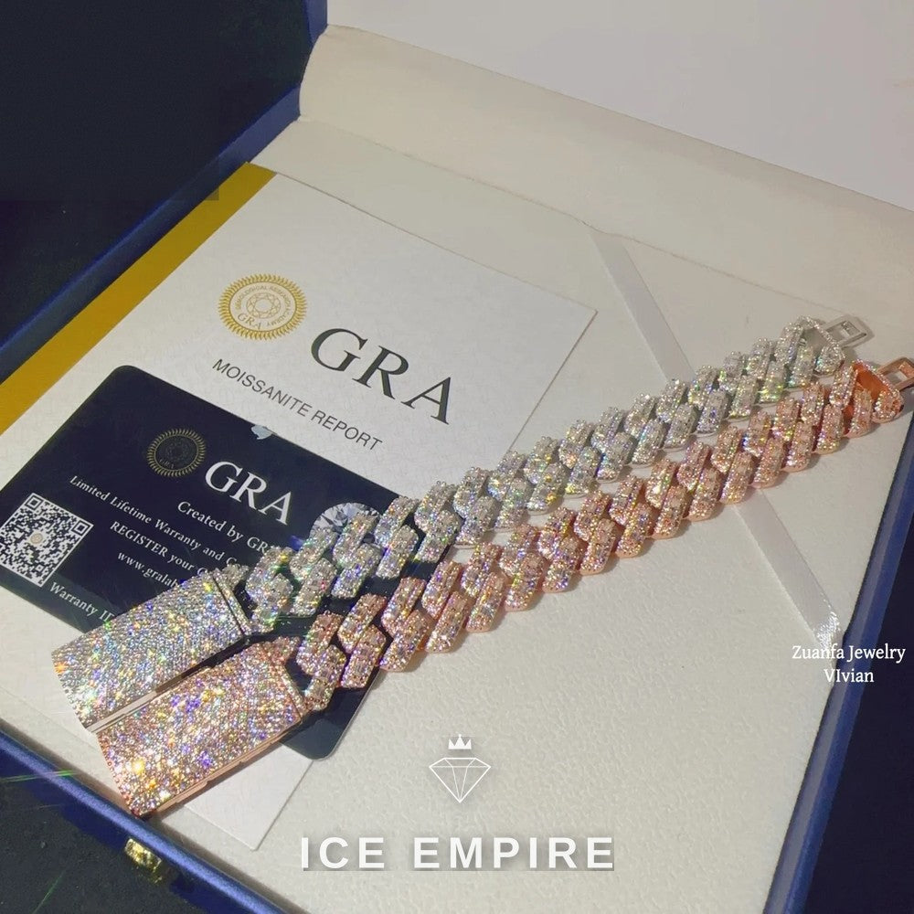Iced Out 925 Silver Moissanite Cuban Chain