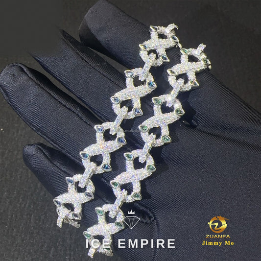Iced Out 925 Silver Moissanite Cuban Chain