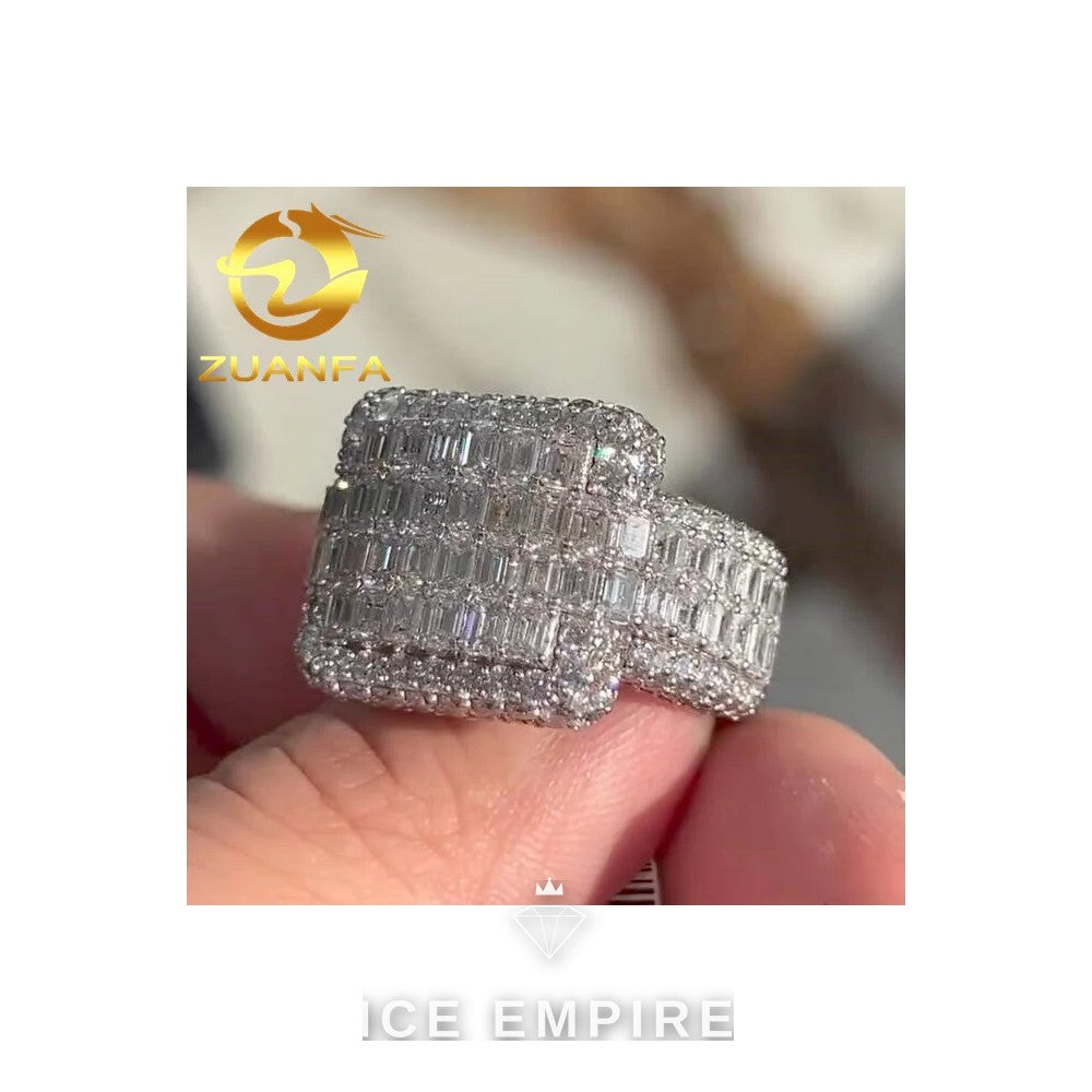 Iced Out 925 Silver Moissanite Ring
