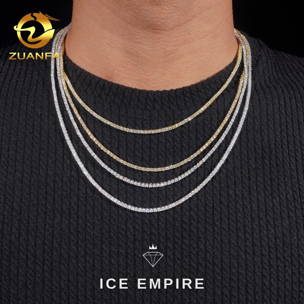 Iced Out 925 Silver Moissanite Tennis Chain