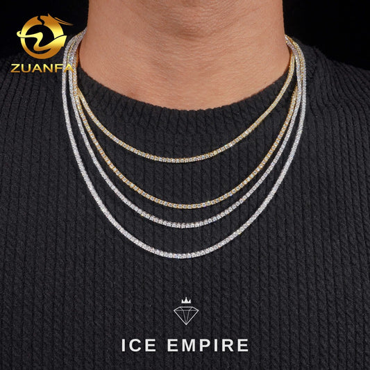 Iced Out 925 Silver Moissanite Tennis Chain