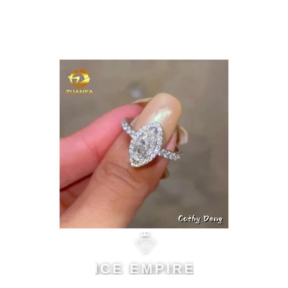 Iced Out 14K Gold Moissanite Engagement Ring