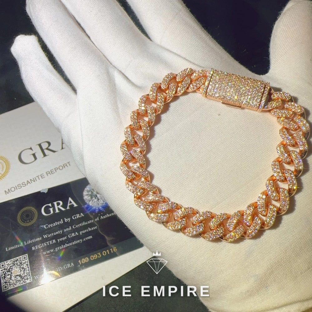 Iced Out 925 Silver Moissanite Cuban Chain