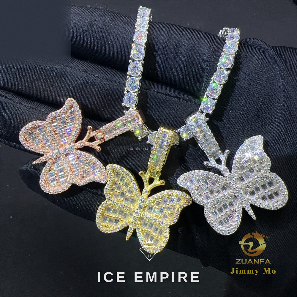 Iced Out Cross Rose Gold Plated Moissanite Pendant