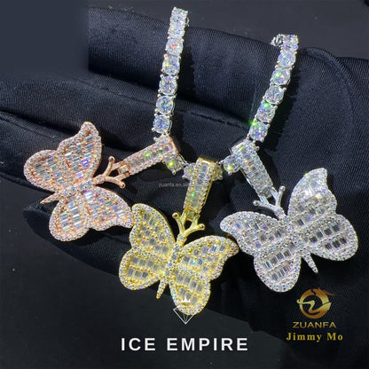 Iced Out Cross Rose Gold Plated Moissanite Pendant