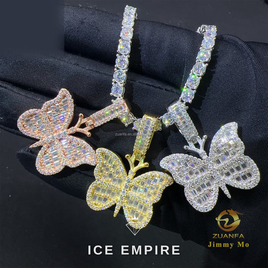 Iced Out Cross Rose Gold Plated Moissanite Pendant