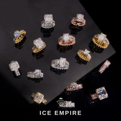 Iced Out 925 Silver Moissanite Engagement Ring