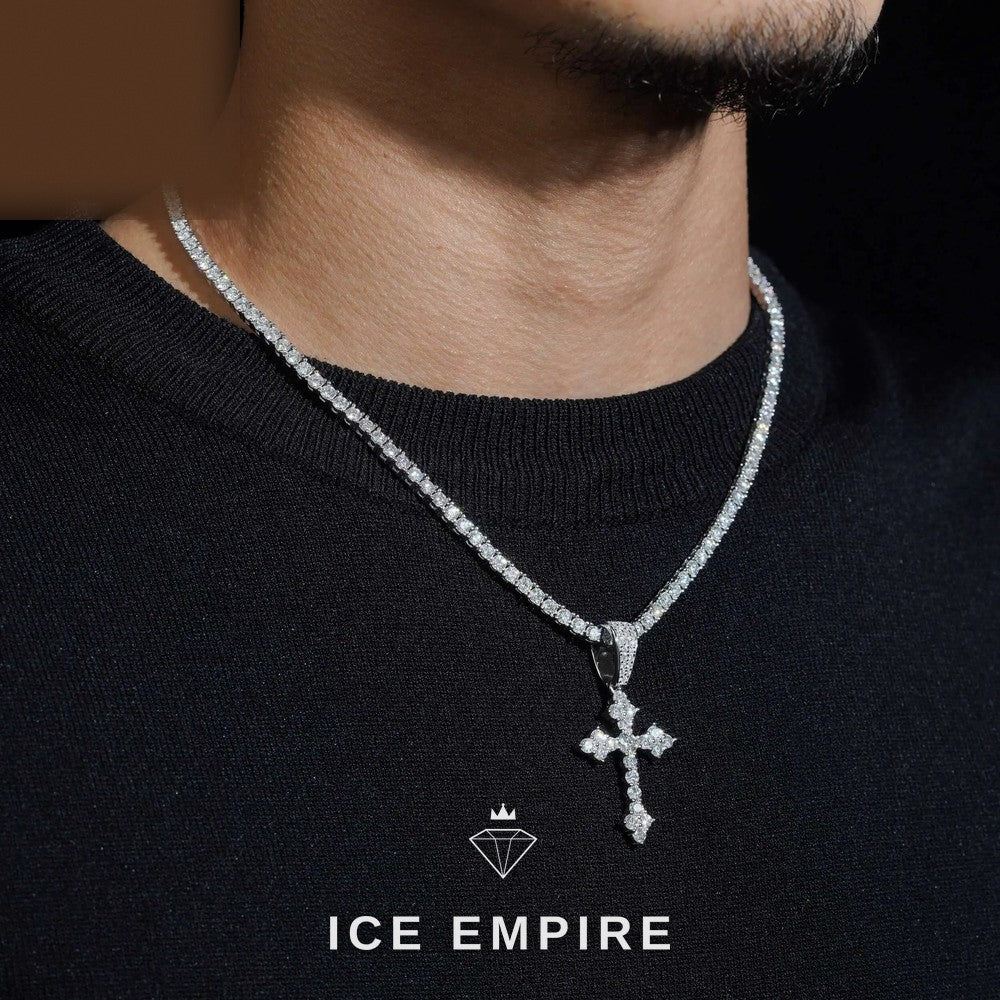 Iced Out Cross Gold Plated Lab Grown Diamond Pendant