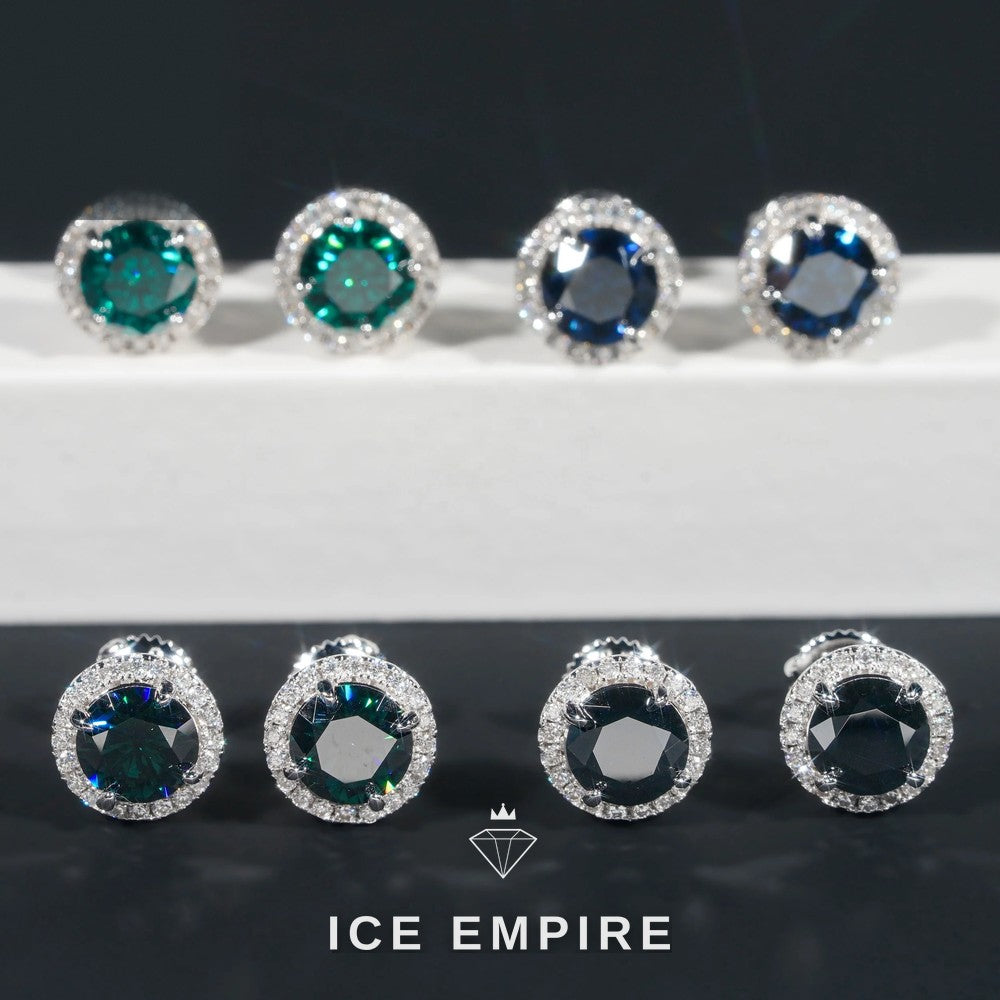 Iced Out 925 Silver Moissanite Stud Earrings