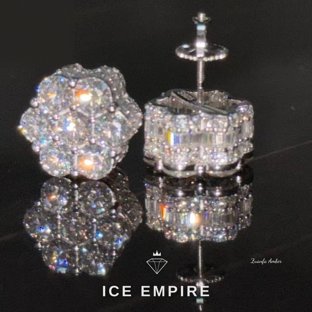 Iced Out 14K Gold Lab Grown Diamond Stud Earrings