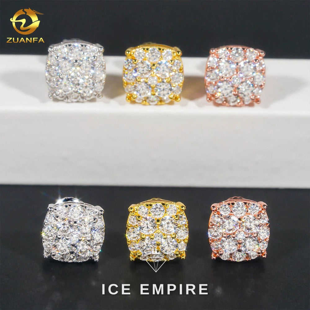 Iced Out Cross Gold Plated Moissanite Hoop Earrings
