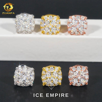 Iced Out Cross Gold Plated Moissanite Hoop Earrings
