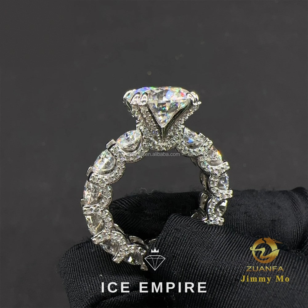 Iced Out 925 Silver Moissanite Wedding Band