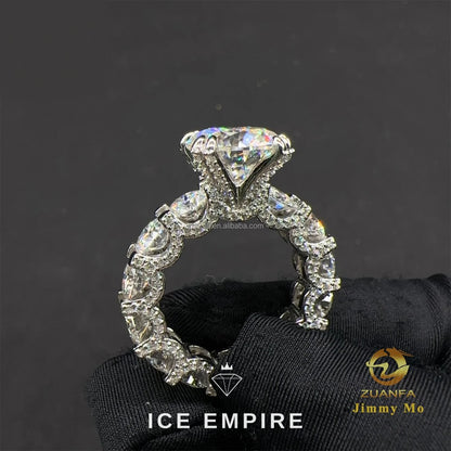 Iced Out 925 Silver Moissanite Wedding Band