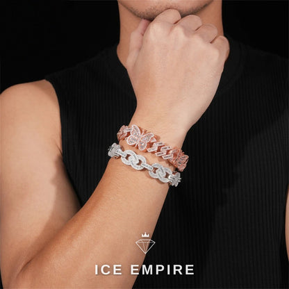 Iced Out Baguette Rose Gold Plated Moissanite Cuban Chain