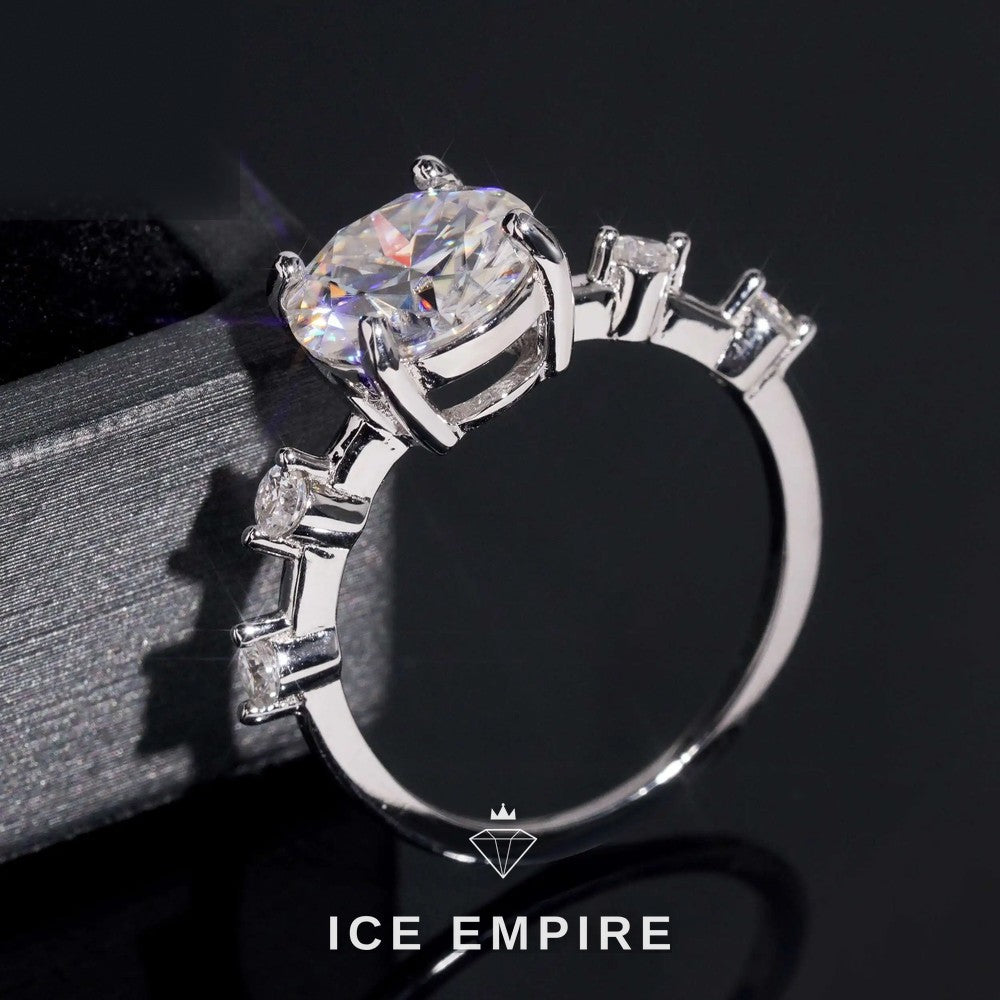 Iced Out 18K Gold Moissanite Engagement Ring