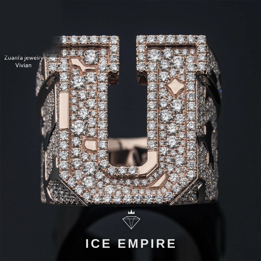 Iced Out Rose Gold Plated Moissanite Ring