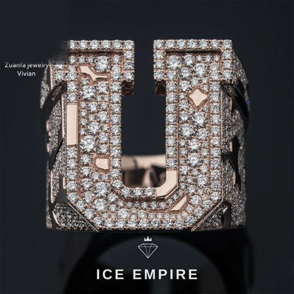 Iced Out Rose Gold Plated Moissanite Ring