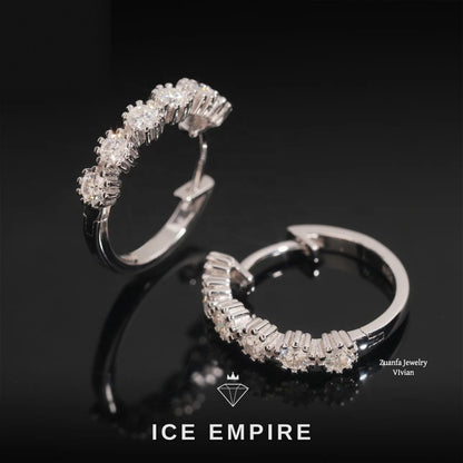 Iced Out 925 Silver Moissanite Stud Earrings