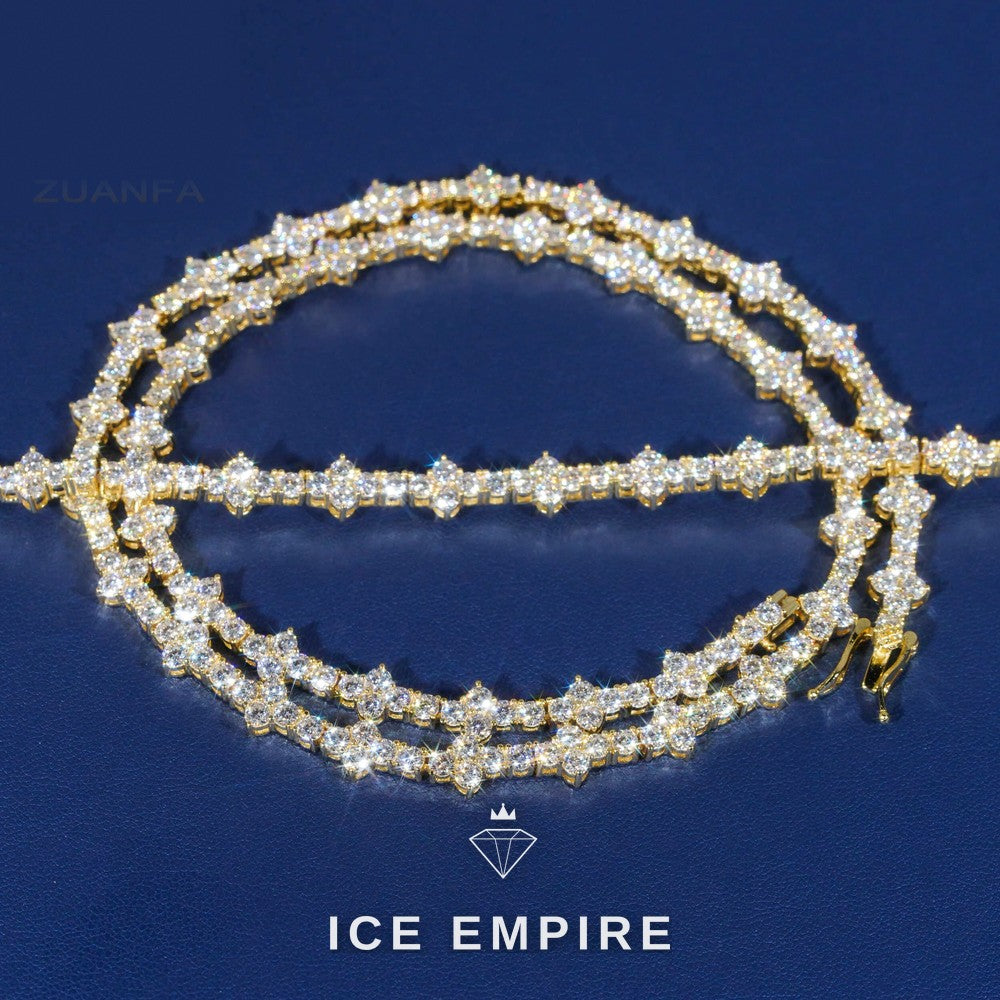 Iced Out Cross Rose Gold Plated Moissanite Cuban Chain