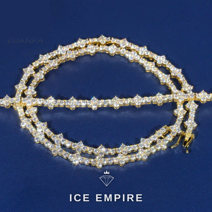 Iced Out Cross Rose Gold Plated Moissanite Cuban Chain