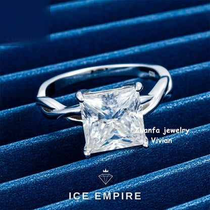 Iced Out 925 Silver Moissanite Ring