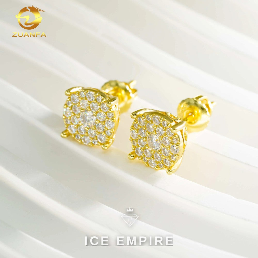 Iced Out Cluster 925 Silver Lab Grown Diamond Earrings