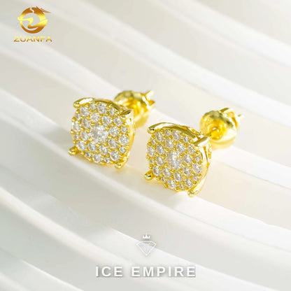 Iced Out Cluster 925 Silver Lab Grown Diamond Earrings