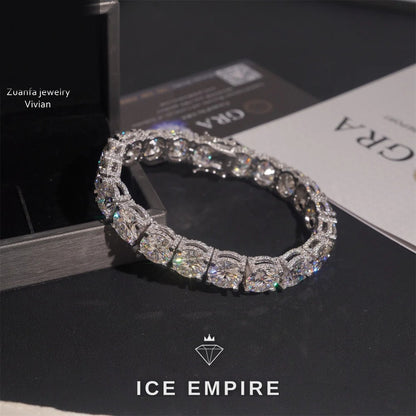 Iced Out 925 Silver Moissanite Tennis Chain