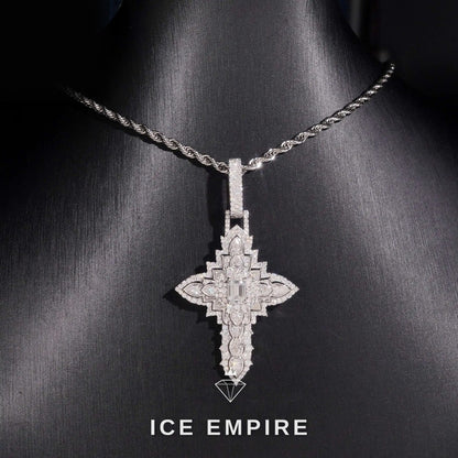 Iced Out Cross Gold Plated Moissanite Pendant