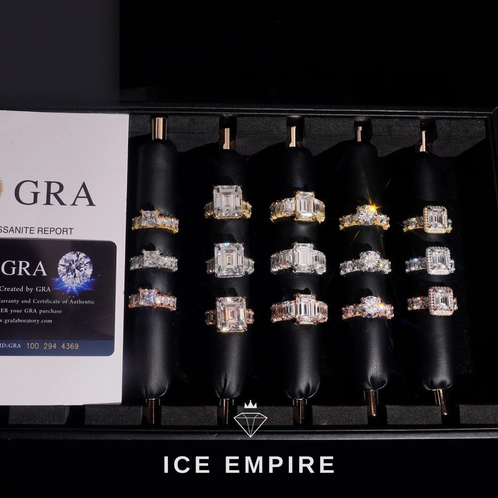Iced Out 925 Silver Moissanite Engagement Ring