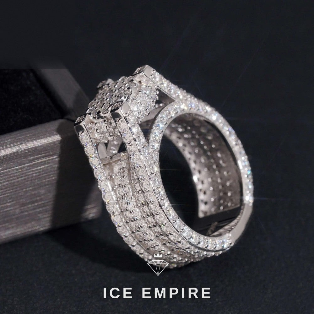 Iced Out 925 Silver Moissanite Ring