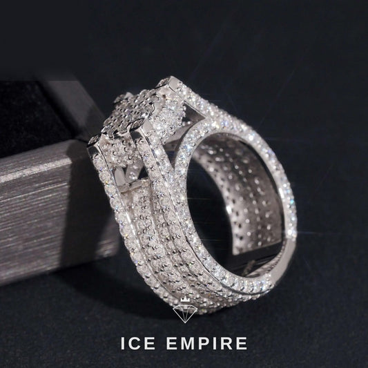 Iced Out 925 Silver Moissanite Ring