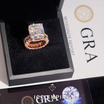 Iced Out Rose Gold Plated Moissanite Engagement Ring