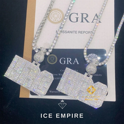 Iced Out 925 Silver Moissanite Pendant