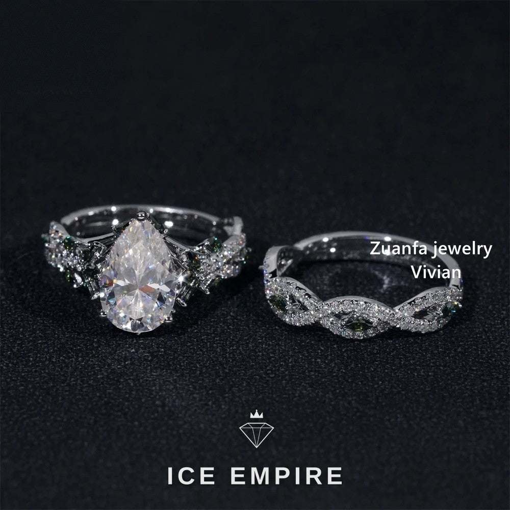 Iced Out 14K Gold Moissanite Wedding Band