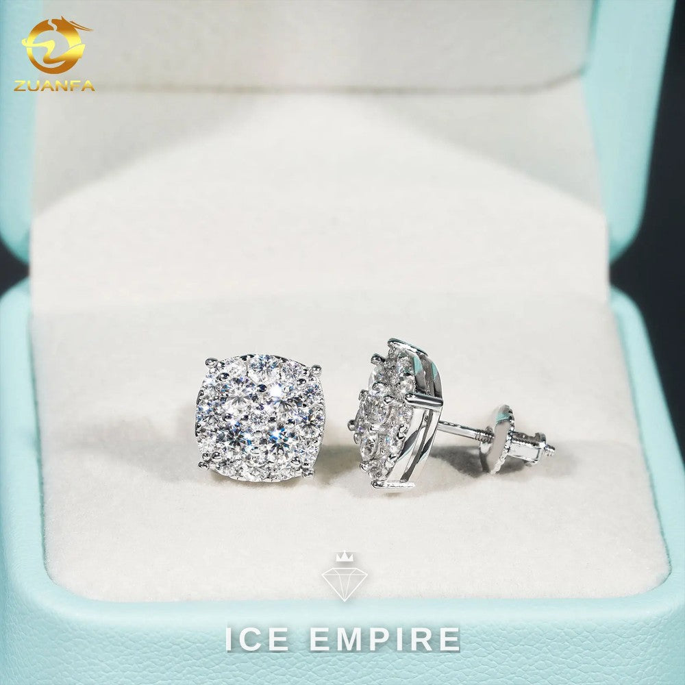 Iced Out Gold Plated Moissanite Stud Earrings