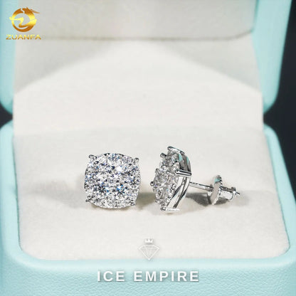 Iced Out Gold Plated Moissanite Stud Earrings