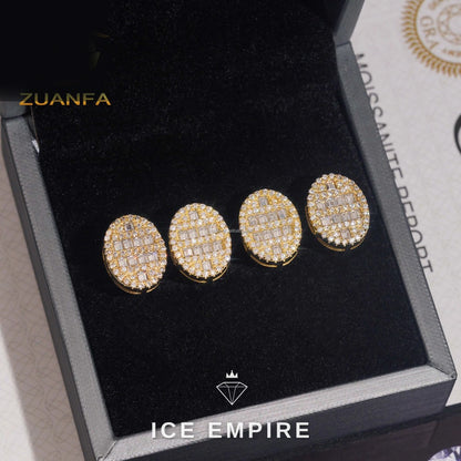 Iced Out Gold Plated Moissanite Stud Earrings