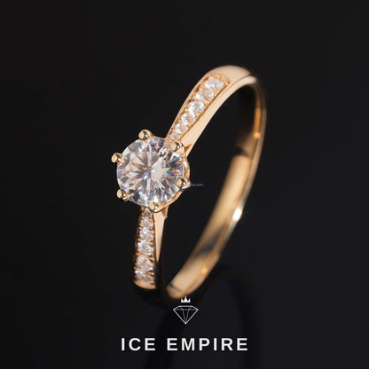 Iced Out 14K Gold Moissanite Engagement Ring