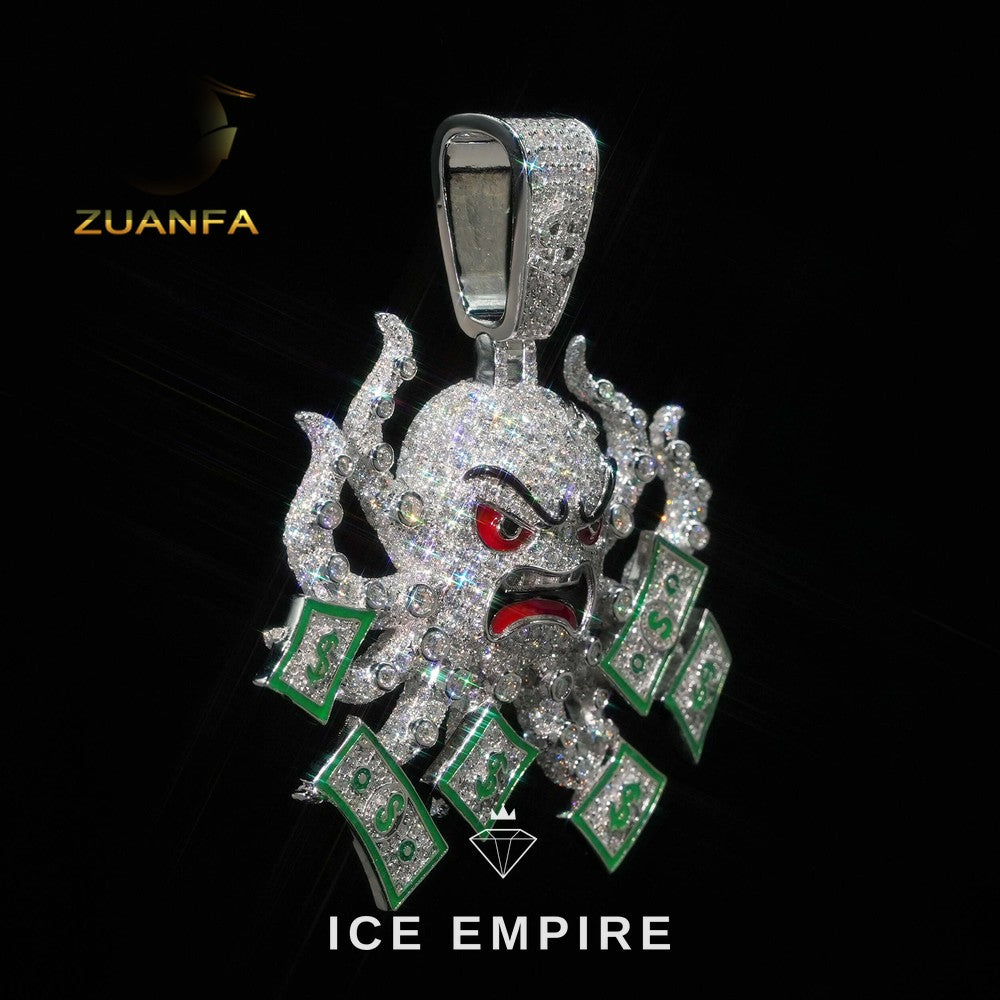 Iced Out Baguette 925 Silver Moissanite Pendant