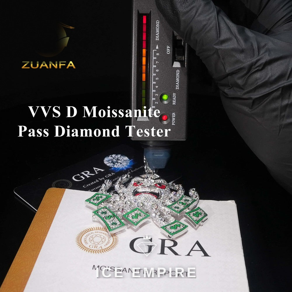 Iced Out Baguette 925 Silver Moissanite Pendant