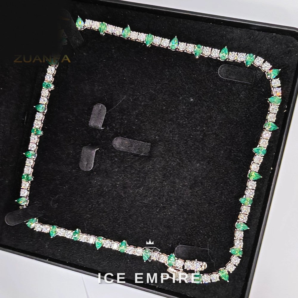 Iced Out Baguette Rose Gold Plated Moissanite Cuban Chain