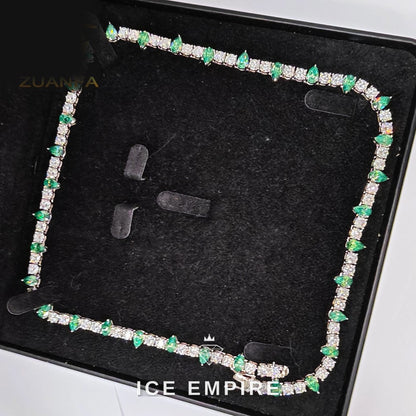 Iced Out Baguette Rose Gold Plated Moissanite Cuban Chain