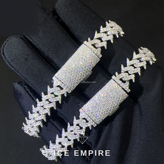 Iced Out 925 Silver Moissanite Cuban Chain