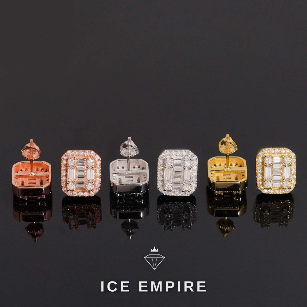 Iced Out Baguette 925 Silver Moissanite Earrings