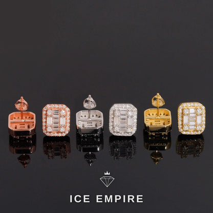 Iced Out Baguette 925 Silver Moissanite Earrings