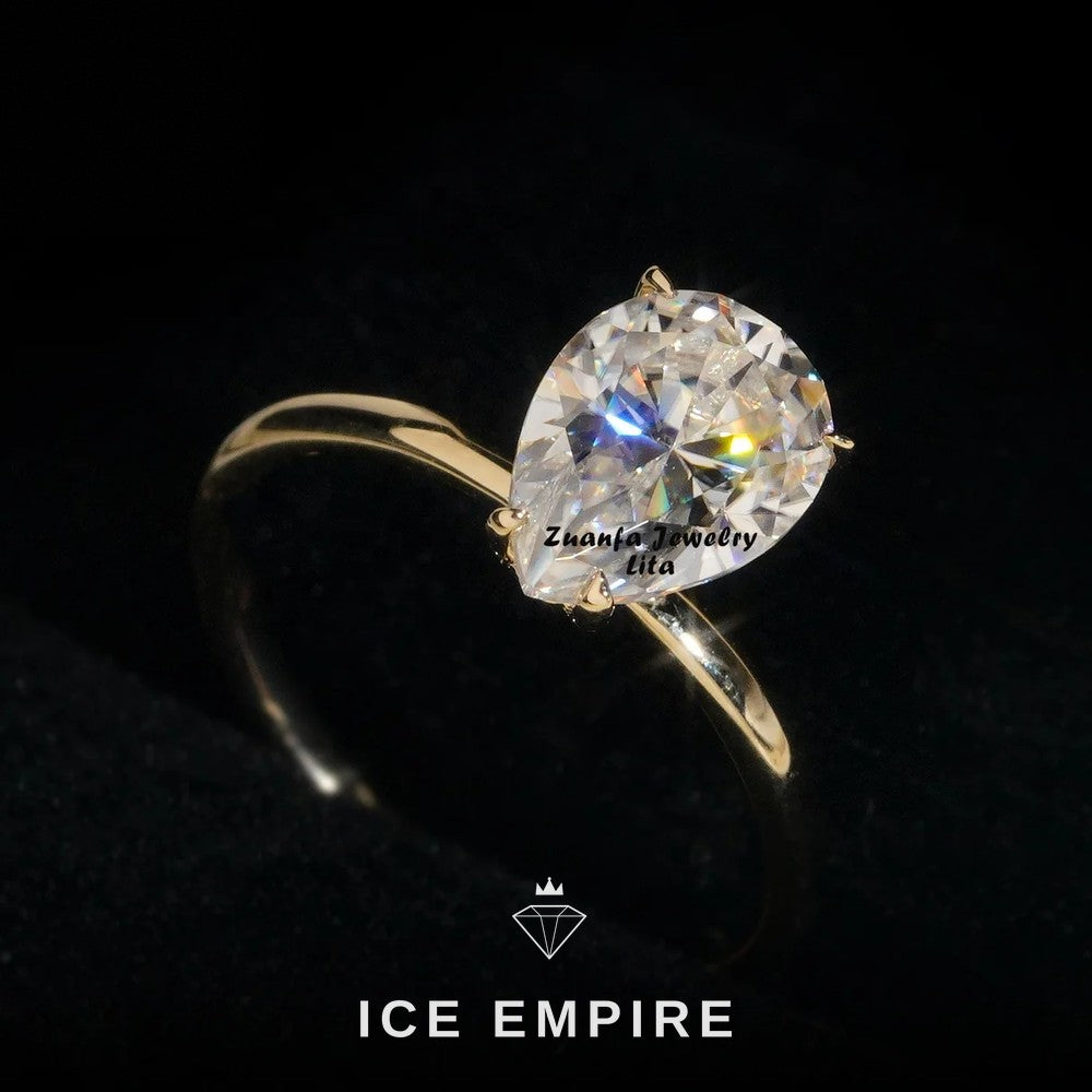 Iced Out 14K Gold Moissanite Wedding Band